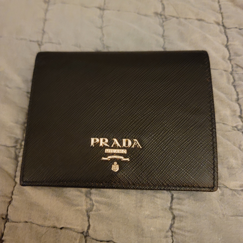 Prada Black Textured Leather Wallet/ Brand New